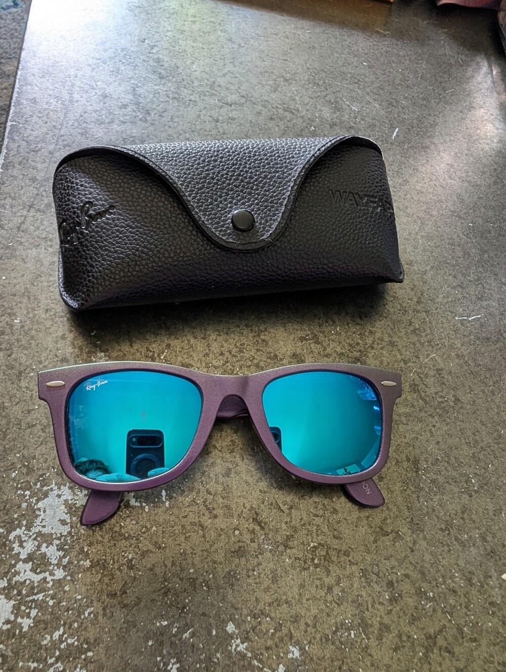 Ray-Ban Cosmo Collection Saturn Purple  Sunglasses Blue Mirrored Lenses Case